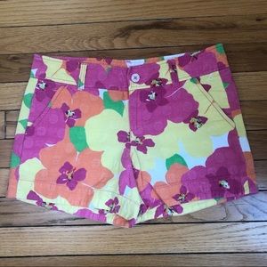 Lilly Pulitzer pink orange yellow floral print shorts